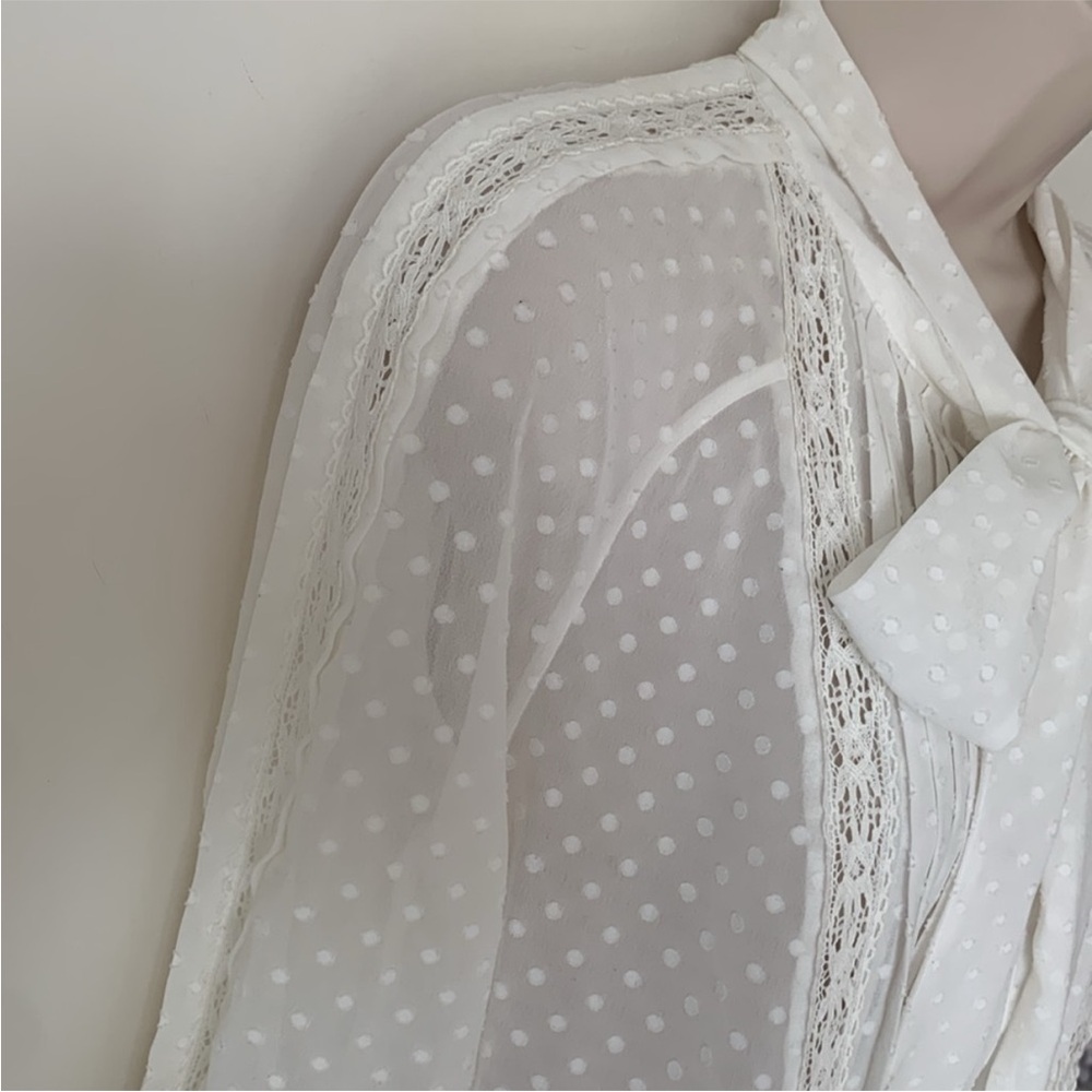 Somerset By Alice Temperley Ivory Dot Sheer Long Sleeve Kate Middleton Blouse 6 - Picture 7 of 14